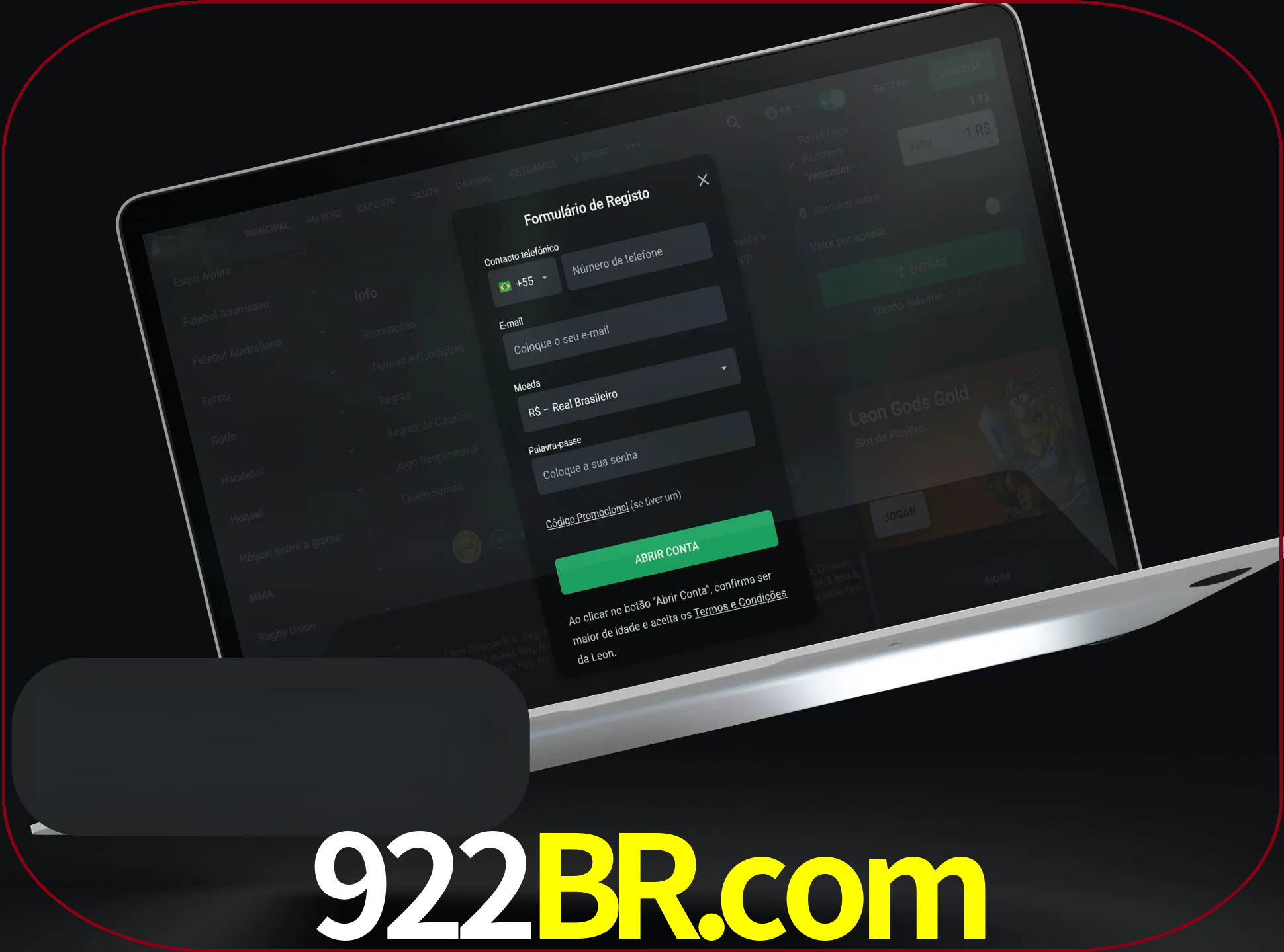 Abra o site da LeonBet e crie sua própria conta.