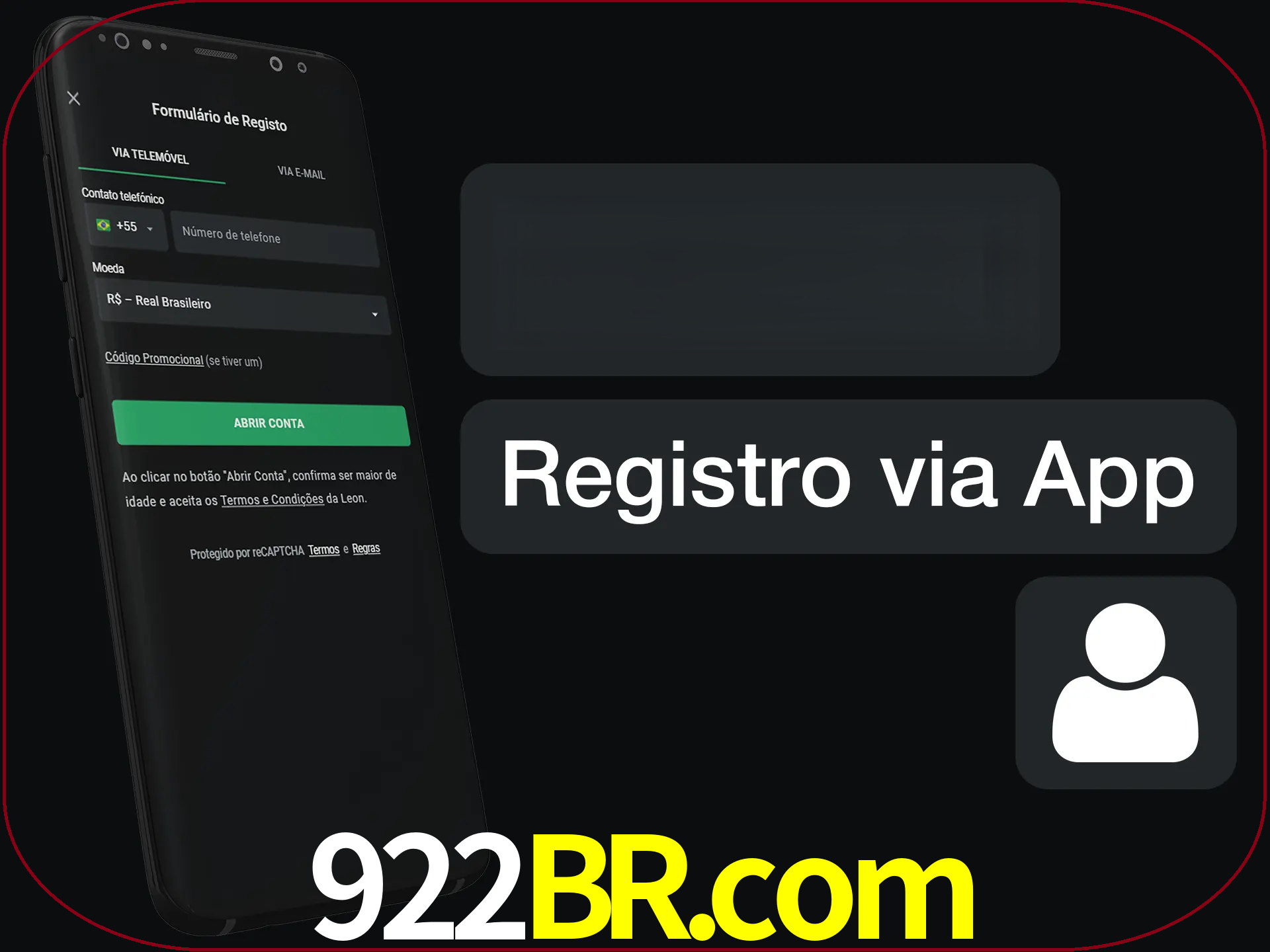 Registre-se com duas etapas usando o aplicativo.