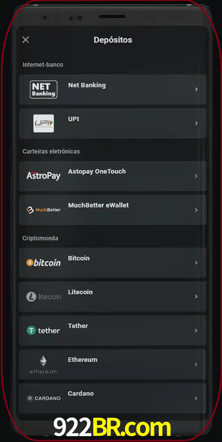 Você pode usar métodos alternativos de depósito.