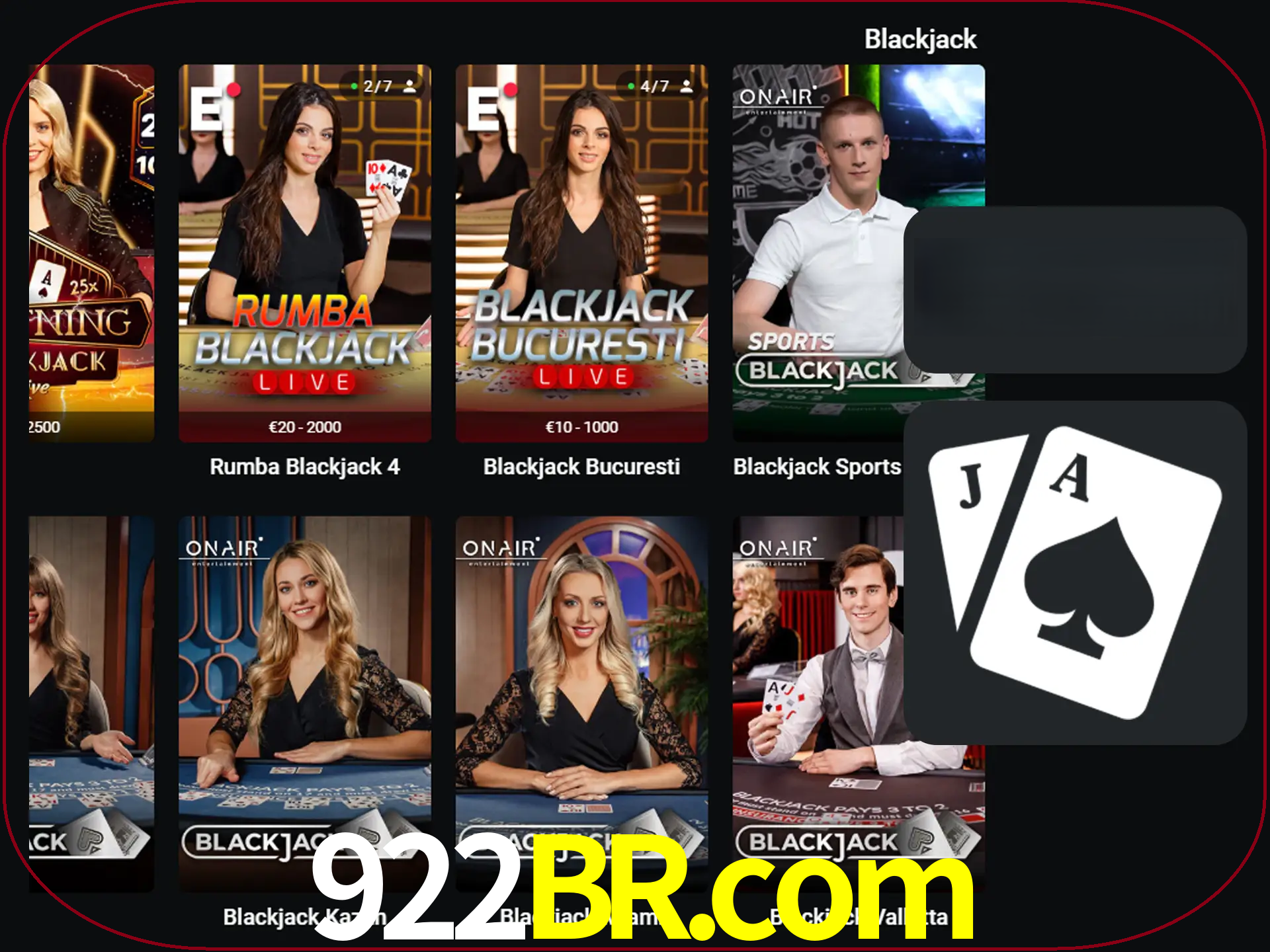 Escolha uma mesa completa de jogadores de blackjack.